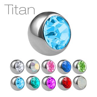 Piercing Ball - Titanium - Silver - with Screw - Crystal