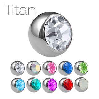 Piercing Ball - Titanium - Silver - with Screw - Crystal - [31.] 1.2 x 5 mm - clear