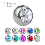 Piercing Ball - Titanium - Silver - with Screw - Crystal...