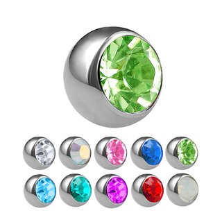 Piercing Ball - Titanium - Silver - with Screw - Crystal - [35.] 1.2 x 5 mm - green