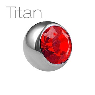 Piercing Ball - Titanium - Silver - with Screw - Crystal - [39.] 1.2 x 5 mm - red