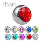 Piercing Ball - Titanium - Silver - with Screw - Crystal...