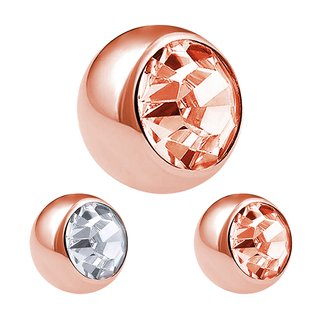 Piercing Ball - Steel - Rose Gold - with Screw - Crystal