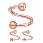 Spiral Piercing - Steel - Rose Gold - Crystals - [14.]...
