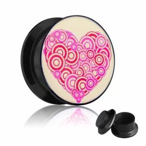 Picture Ear Plug - Screw - Heart - Pink