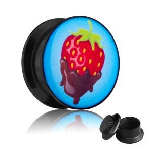Picture Ear Plug - Screw - Chocolate Strawberry