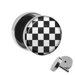 Picture Fake Plug - Chessboard - Black-White