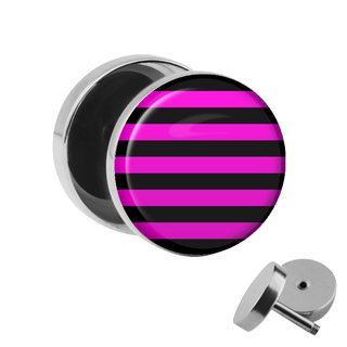 Picture Fake Plug - Stripes - Pink-Black