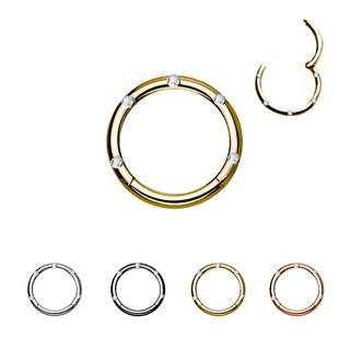 Segement Ring Piercing - Clicker - Crystals - 4 Colors