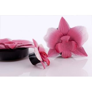 Horn Ear Plug - Flower - Pink