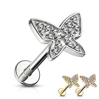 Labret Piercing - Butterfly - Crystals