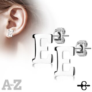 Ear Stud - Stainless Steel - Silver - Letter