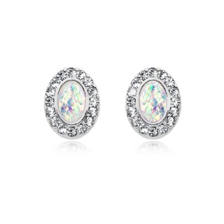 Ear Stud - Stainless Steel - Oval - Glitter - Crystals