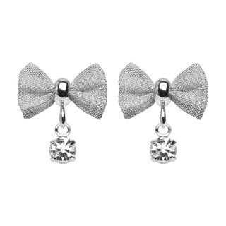 Ear Stud - Stainless Steel - Ribbon - Crystal