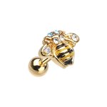 Barbell Piercing - Short - Steel - Gold - Bee