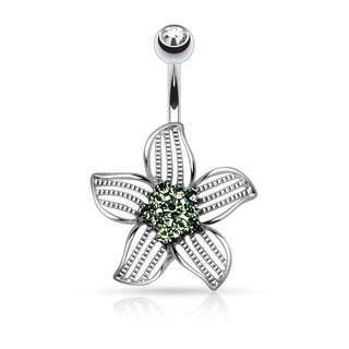 Bananabell Piercing - Silver - Flower - Crystals - Green