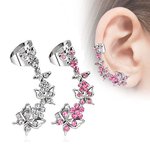 Ear Stud - Ear Cuff - Butterfly - Crystals