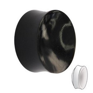 Flesh Tunnel Ear Plug Horn Rockabilly Cube earlet tube Black White 8-30mm 