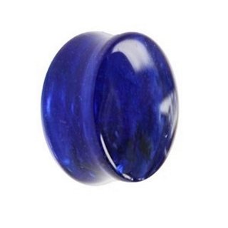 Glass Ear Plug - Marble - Blue