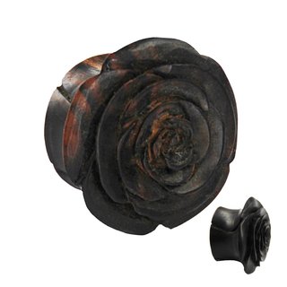 Wood Ear Plug - Rose - Dark Brown