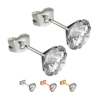 Max Palmer - 925 Silver - Ear Stud with Swarovski Crystal - Prong Setting