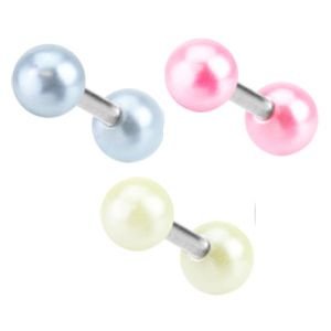Barbell Piercing with Balls - Short - Pearl