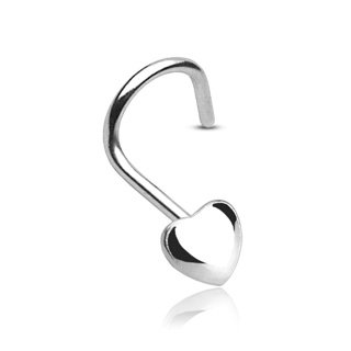 Nose Stud curved - Silver - Heart
