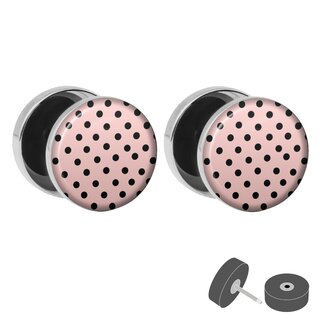 Picture Fake Plug - Polka Dots - Light Pink