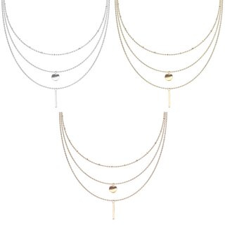 Necklace - 3 Rows - Plate and Bar