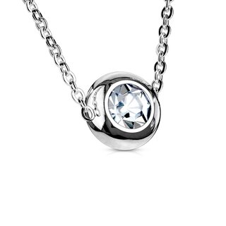 Necklace - Silver - Crystal - Clear