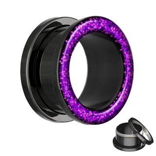 Flesh Tunnel - Steel - Black - Glitter - Purple