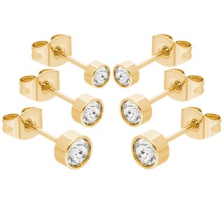 Max Palmer - 3 Pairs Ear Stud Set with Swarovski Crystal