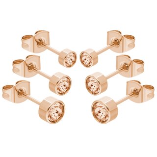 Max Palmer - 3 Pairs Ear Stud Set with Swarovski Crystal