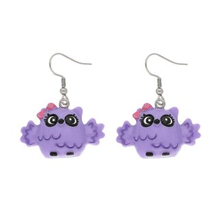 Dangle Earrings - Owl - Purple