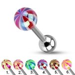 Barbell Piercing with Balls - Striped - Metallic Colored