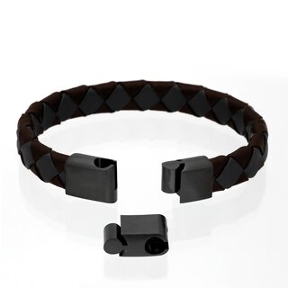 Bracelet - Leather - Magnetic Closure - Braided Wide