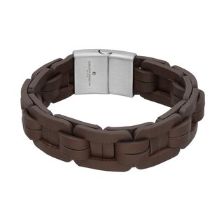 Bracelet - Leather - Magnetic Closure - Braided Wide - Dark Brown