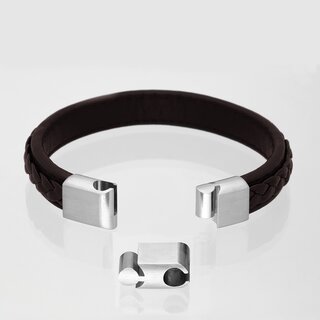 Bracelet - Leather - Magnetic Closure - Braided Wide