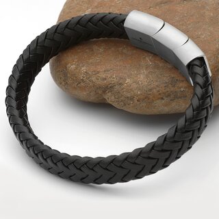 Bracelet - Leather - Magnetic Closure - Herringbone Braiding