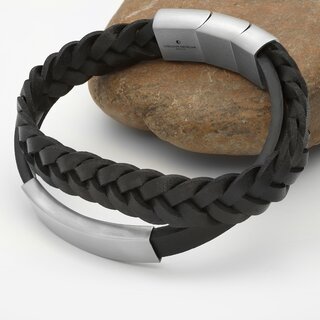 Bracelet - Leather - Magnetic Closure - 2 Rows - Panel