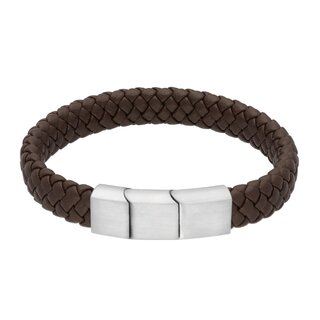 Bracelet - Leather - Magnetic Closure - Braided Wide - Brown