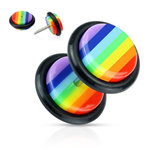 Piercing Fake Plug - Acrylic - Rainbow