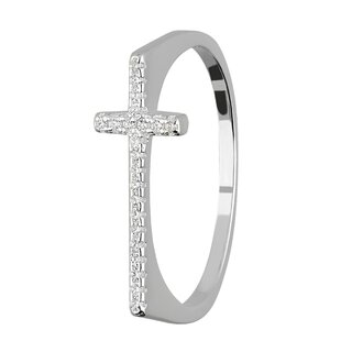 Ring - 925 Silver - Crystals - Cross