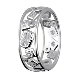 Ring - 925 Silver - Crystals - Geometric