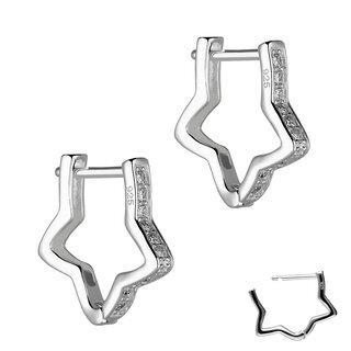Hoop Earrings - 925 Silver - Star - Crystals