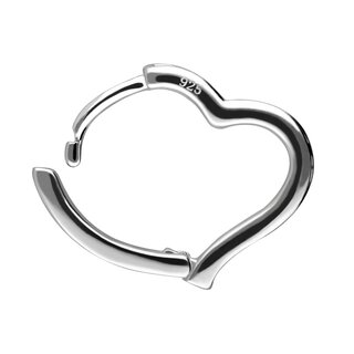 Hoop Earrings - 925 Silver - Heart - Crystals