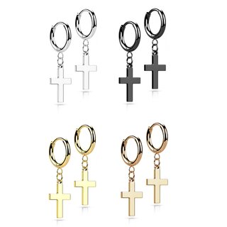 Hoop Earrings - Pendant - Cross