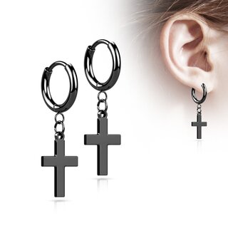 Hoop Earrings - Pendant - Cross
