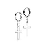 Hoop Earrings - Pendant - Cross [01.] - silver