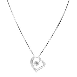 Necklace - 925 Sterling Silver - Heart - Crystal